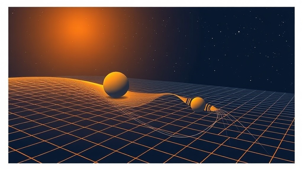 A flexible spacetime grid pinching into a well under a heavy mass.