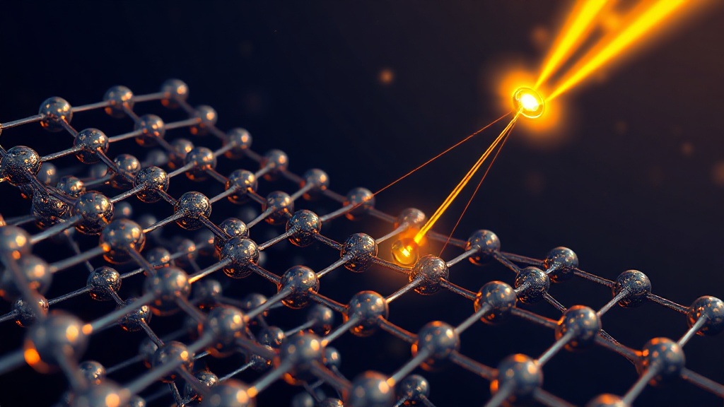 An electron cloud pooling between two deuterons inside a metal crystal lattice, screening their repulsion.